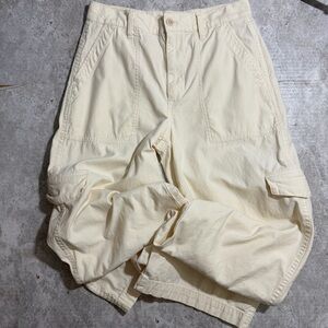 Madewell Belted Cargo Pants Baggy Wide Leg 28 Cream Casual Street